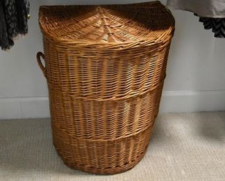 438. large wicker clothes hamper, lined