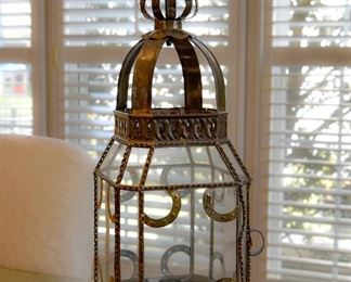 449. metal and glass lantern, decorative