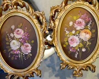 467. framed painted flowers