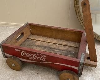 Wood wagon made from antique coke crates