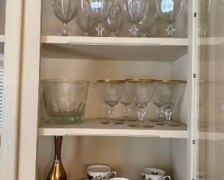 Dining:  Mikasa Manor crystal water goblets & Glastonbury-Lotus crystal water goblets. Lots of teacups and saucers!