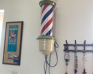 Electric Barber Pole Light, possibly Koch. Working