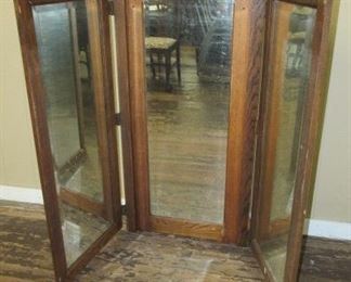 Oak Tri-Fold Mirror