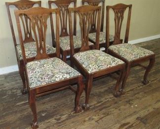 6 - Chippendale Style Dining Chairs w/Claw & Ball Feet
