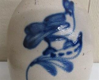 Late 1800's #2 Salt Glaze Stoneware Blue Bird Jug