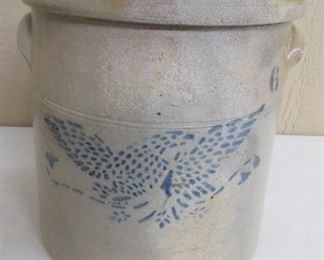 #6 Crock w/Eagle Stencil