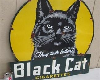 Porcelain Black Cat Sign