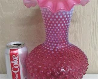 Fenton Cranberry Opalescent Vase