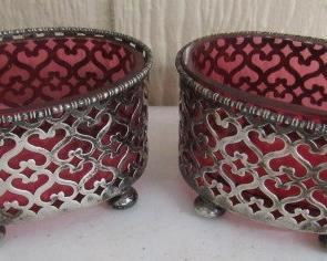 Sterling & Cranberry Salt Cellars