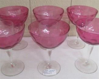 Fostoria Cranberry Dessert Bowls w/Icers