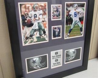 Troy Aikman & Tony Romo Autographed Photos with Mini Helmets & Cards - Certificate on Back