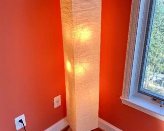 $120 - Paper shade modern floor lamp, tested and working; 58" H x 10" D x 10" W