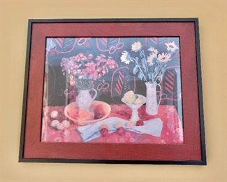 $80 - Framed decorative print, table still life #3 - 15.5" H x 19" W 