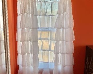 $95 per pair - Ruffled sheer curtains. Two pairs. Each panel is 60" W x 84" H 