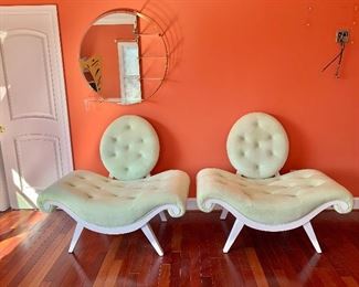 $250 each - Bombay Kids lime green velour fuzzy chairs (2 available); 41.5" H x 47.5" W x 23" D, seat height is approximately 17"