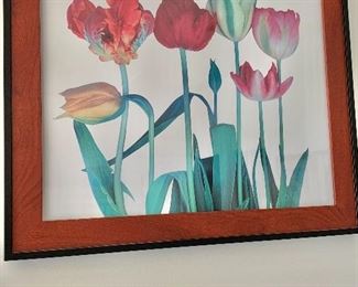 $80 - Framed decorative print, tulips #6; 19.5" H x 24" W