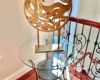 $120 - Goldfish metal sculpture, spray painted gold - 30.5" H x 21" W x 6" D