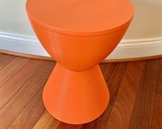 $40 - Orange plastic seat/side table - 16.5" H x 12" W 