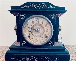 $450 - Mantel clock; 11" H x 11.5" W x 4.75" D