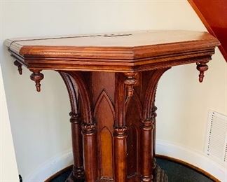$250 - Ornate pedestal table - 37" H x 37" W x 27.5" D