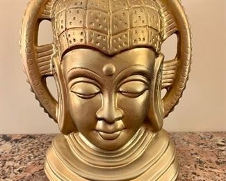 $20 - Gold painted ceramic head of Buddha; 12" H x 8.5" W