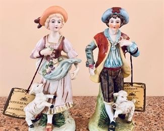 $30 - KPM reproduction porcelain figurine couple; 8" H  