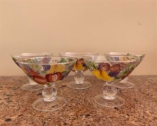$25 - Five Victradco handpainted sherbert dishes; 3.5" H x 4.5" W