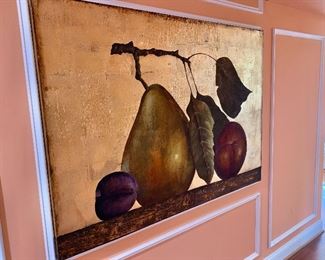 $475 - Original art - Fruits on gold painted canvas; 40" H x 55" W
