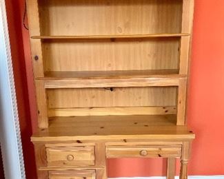 $350 - Broyhill pine student desk with bookshelf and reading light (tested and working); 77" H x 44.5" W x 18" D 