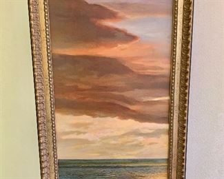 $50 - Ocean sunset painting #1; 32" H x 17.5" W