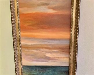 $50 - Ocean sunset painting #2; 32" H x 17.5" W