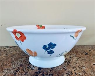 $20 - Eddie Bauer Home fruit bowl with flowers; 6" H x 12.5" W