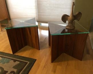 Vintage Glass Top Accent Tables 