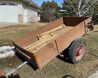 HALF OFF! $100.00 NOW, WAS $200.00.....................Two Wheel Spoked Trailer, includes wood ramps not pictured (S001)