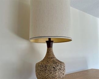 CLEARANCE ! $50.00 NOW, WAS $200.00........................Mid Century Modern Cork and Teak Lamp 32" tall (S220)