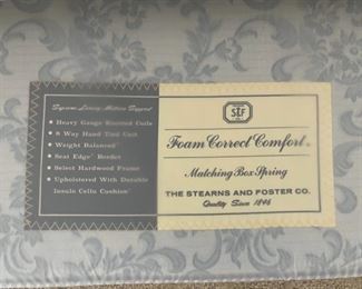 Close up View: FREE: Stearns and Foster Queen Mattress and Boxspring