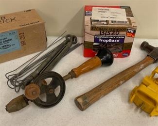 CLEARANCE ! $3.00 NOW, WAS $12.00...................Hammer, Vintage drill and more tools (S379)