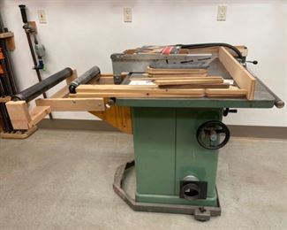 HALF OFF! $600.00 NOW, WAS $1,200.00...................General 10" Tilting Arbor Saw with Base on Wheels and Saw Blades (S368)