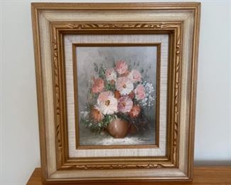 HALF OFF! $22.50 NOW, WAS $45.00..................Floral Oil Painting 17 1/2" x 15 1/2" (S317)