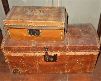 Small antique leather trunks / boxes