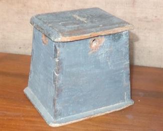 Painted wooden bank / alms box?