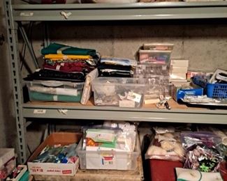 TONS of Sewing & Quilting Patterns, Threads, Notions, Upholstery, Fabric and Crafting Supplies.  Homeowner was a crafter (did shows) and quilter for 30+ years.  She's got the goods!