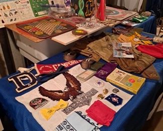 Nice assortment of Vintage Collectibles for Boy Scouts, BMW; Harley Davidson; and much more!