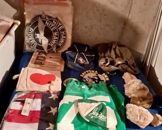 Nite Hawk Riders Patches; Jenison Wildcat Apparel; Geodes; American Flag; Daytona BMW collectibles; Boy Scout Collectibles