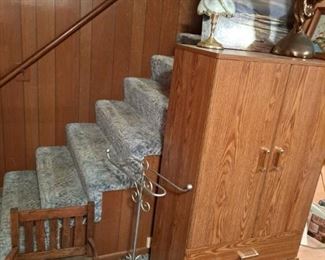 Child's Chair; Decorative Towel Rack; Storage Cabinet; Lamp