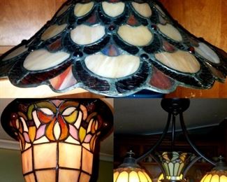 Absolutely Stunning 3pc Stained Glass Style Chandelier 