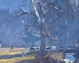 Lot 6001 $2,500.00 "Cows Coming Home" by listed artist John Phillip Osborne. Oil on Canvas with Gold Frame. We have two of Osborne's works for sale - his work is highly collectible. The owner paid over $5,000 for this piece, great size, this one will make an impact- 36" x 30"