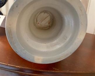 Lot 6010. $450.00. Two Blue Salt Glaze Pottery Double Loop Ewers "73" Made in Germany 16" tall x 9" diameter. Elegant.