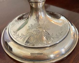 Lot 6011. $650.00. Amazing Antique Sterling Silver Bridal Basket - Filigree top, etched design base, and handle. The Basket part and base has a reticulated and an etched design 20x10" x 8" deep. Absolutely Stunning! Marked A10846, the mark could be Gorham. The piece weighs approximately 21 ounces. We are selling this for its aesthetic value, rather than simply melt-down.