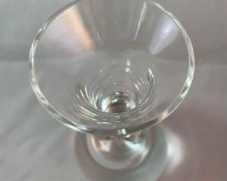 Lot 6017 $110.00. 3 unique pieces of signed hand-blown Mid Century Modern Bubble Based Crystal, tall narrow vase measures 14"t x 4" d x bowl 9"tall x 8.5" diameter and small bowl 7.5" diameter x 4" tall. The three pieces look like they may be Orrefors and signed by the artist.